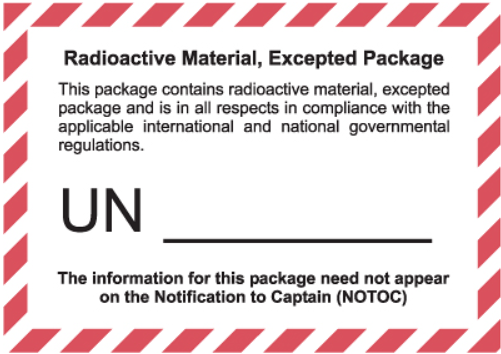 Radioactive Material, Excepted Package mark